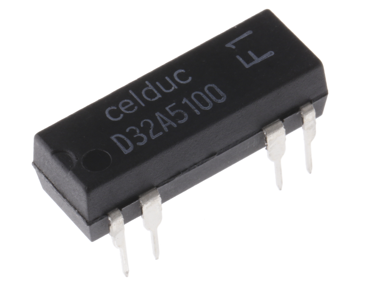 Celduc PCB Reed Relay, 12 V Coil, DPST, 100 V dc Max, 0.5 A Max, 500 Ω