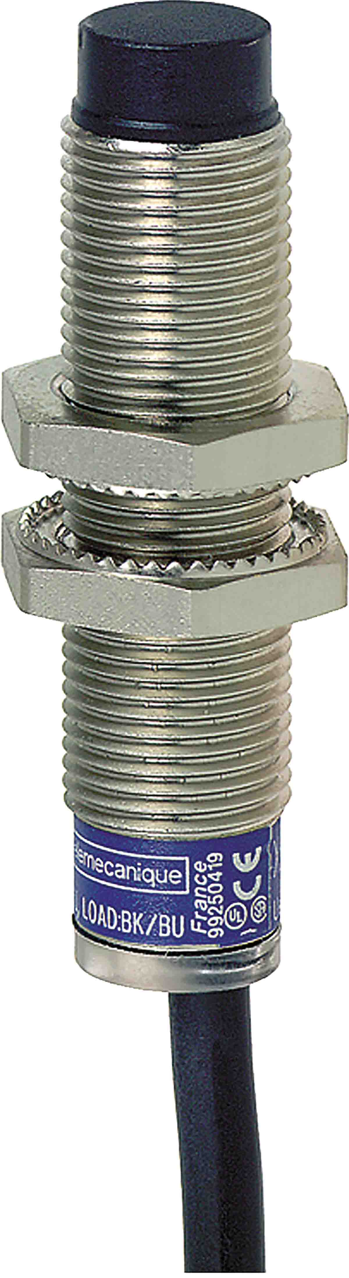 Telemecanique Sensors Inductive Threaded Barrel Proximity Sensor, M12, 7 mm Detection, PNP NO, 12 → 48 V dc