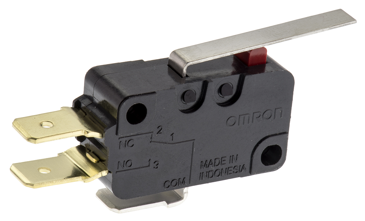 d3v-162-1c5 Omron Hinge Lever Micro Switch, Tab Terminal, 16A, 250 V ac, SPDT, IP40