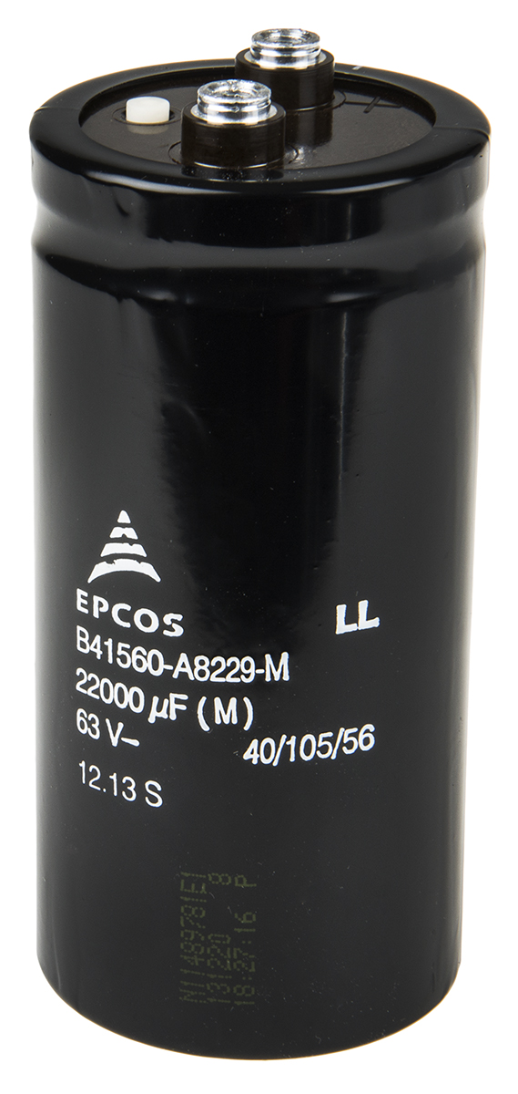 EPCOS 22000μF Aluminium Electrolytic Capacitor 63V dc, Screw Terminal - B41560A8229M600
