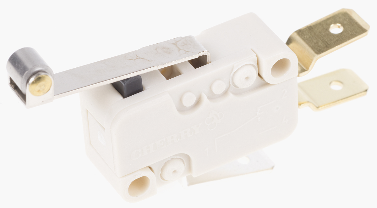 ZF Roller Lever Micro Switch, Tab Terminal, 100 mA, 250 V ac, SPDT, IP40