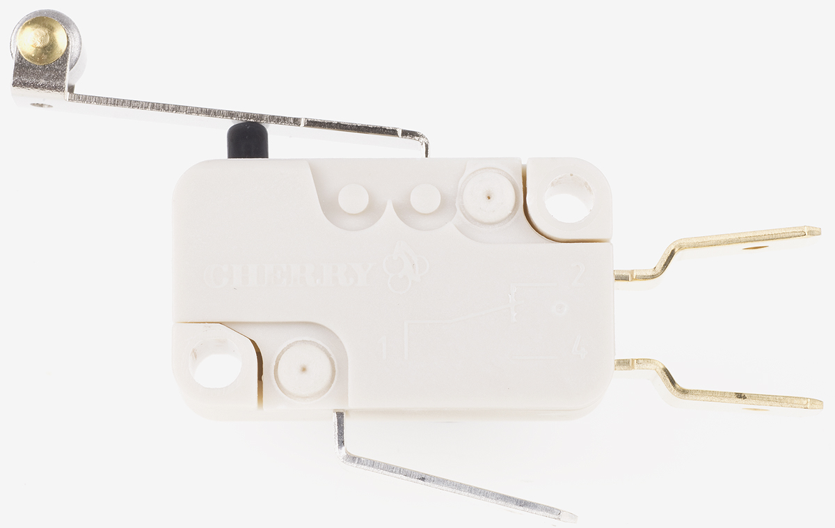 d413-v3rd ZF Roller Lever Micro Switch, Tab Terminal, 100 mA, 250 V ac, SPDT, IP40