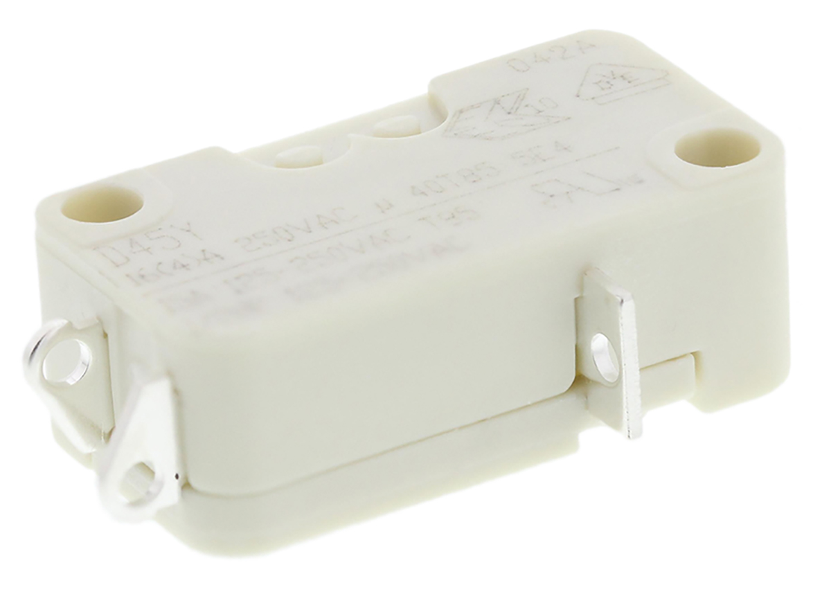 d453-b8aa ZF Button Micro Switch, Solder Terminal, 16 A, 250 V ac, SPDT, IP40