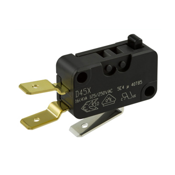 ZF Button Micro Switch, Tab Terminal, 16 A, 250 V ac, SPDT, IP40