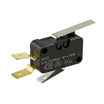 ZF Short Lever Micro Switch, Tab Terminal, 16 A, 250 V ac, SPDT, IP40