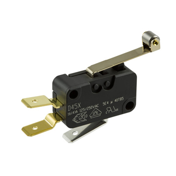 ZF Roller Lever Micro Switch, Tab Terminal, 16 A, 250 V ac, SPCO, IP40