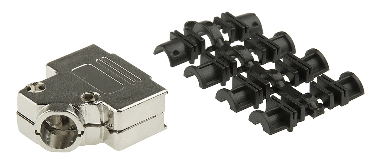 MH Connectors MHD45PK Series ABS Angled D-Sub Backshell, 15 Way Strain Relief