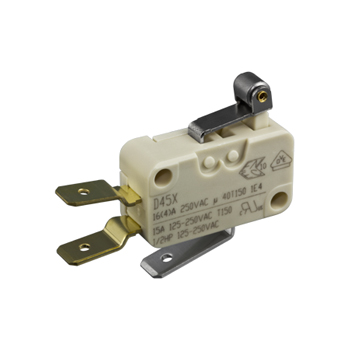 ZF Short Roller Lever Micro Switch, Tab Terminal, 16 A, 250 V ac, SPDT (NO/NC), IP40