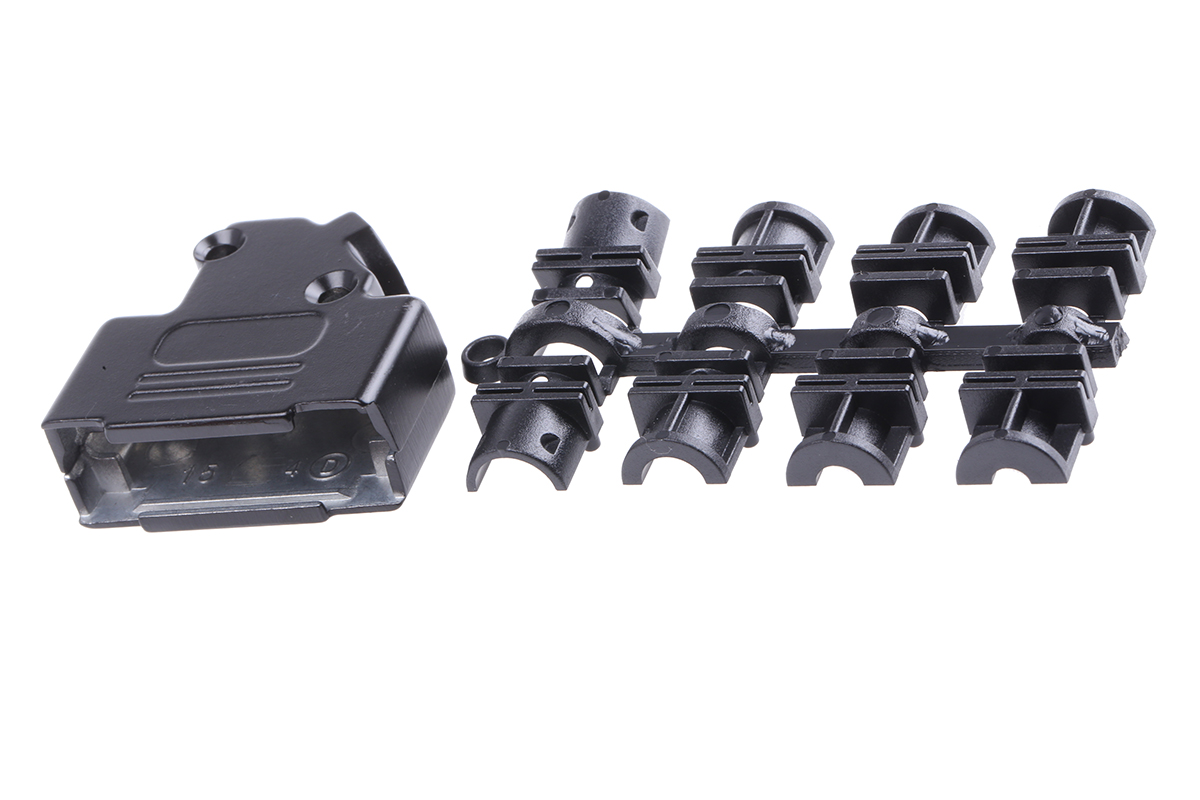 MH Connectors MHD45ZK-BK Series Zinc Angled D-Sub Backshell, 15 Way Strain Relief