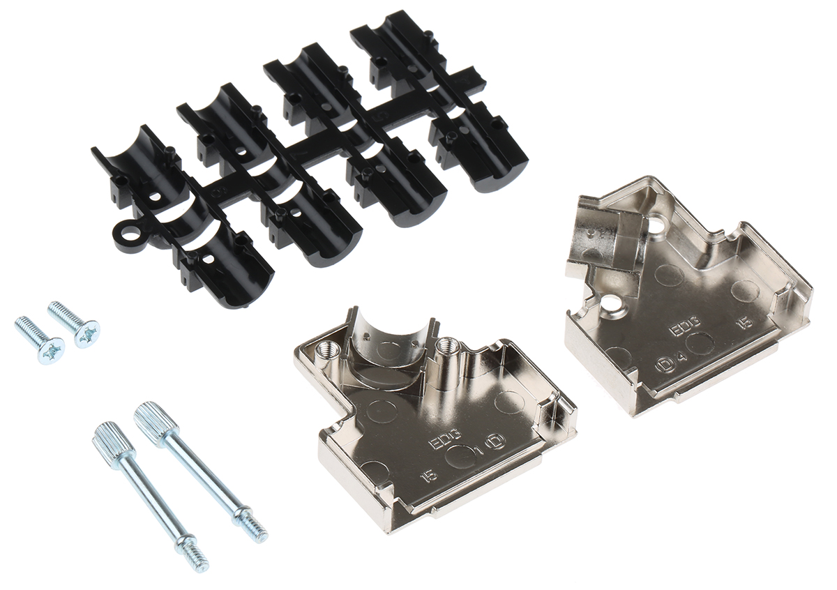 d45zk15-k MH Connectors MHD45ZK Series Zinc Angled D-Sub Backshell, 15 Way Strain Relief
