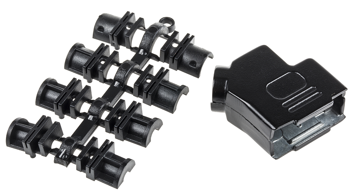 MH Connectors MHD45ZK-BK Series Zinc Angled D-Sub Backshell, 9 Way Strain Relief