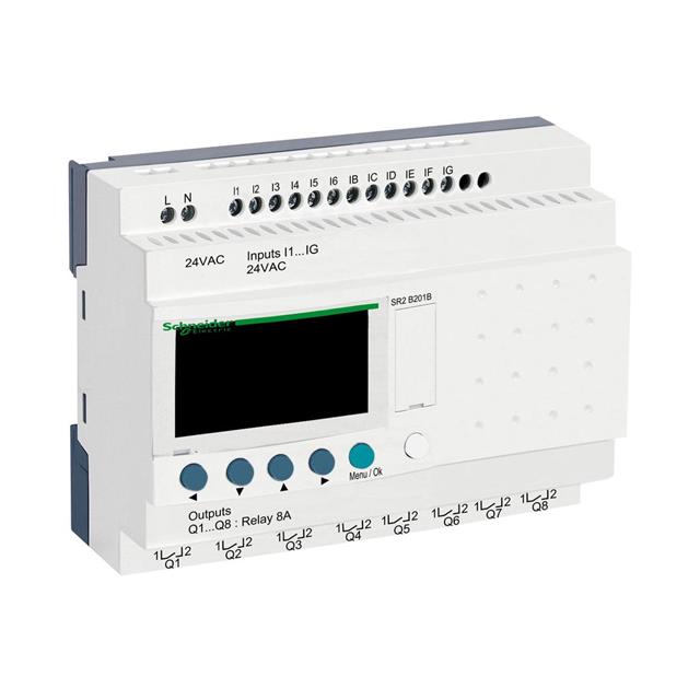 sr2b201b Schneider Electric Zelio Logic 2 Logic Control With Display, 12 x Input, 8 x Output, 24 V ac Supply Voltage