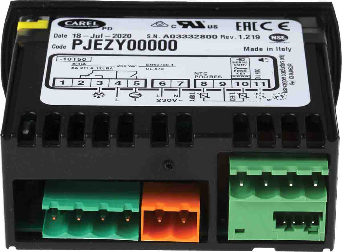 pjezy00000 Carel PJ Easy Panel Mount On-Off Temperature Controller 1 Input, 2 Output Relay 230V ac On-Off