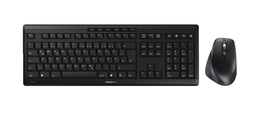 Cherry JD-8550DE-2 Wireless Ergonomic Keyboard & Mouse Set, QWERTZ, Black