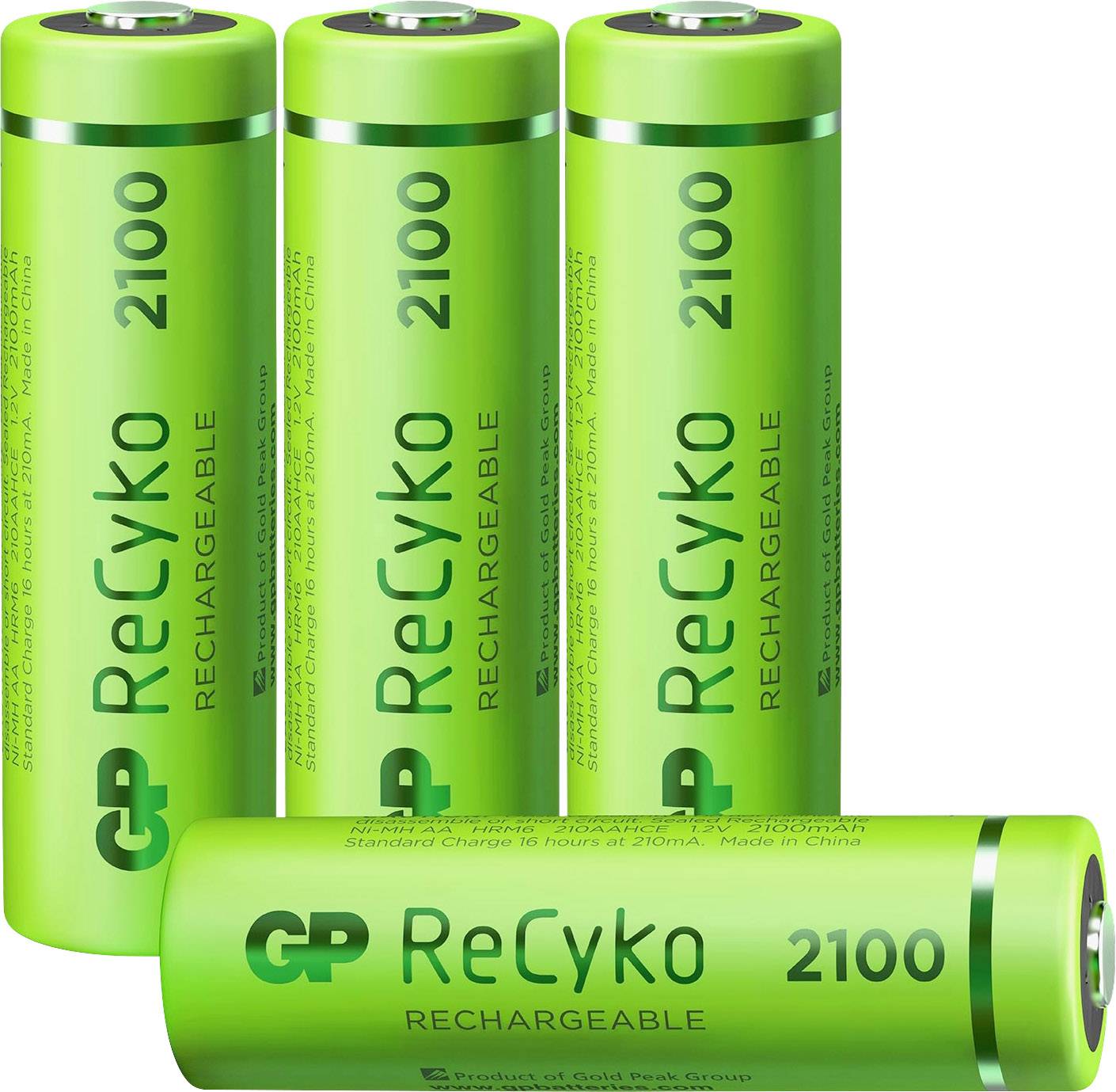 Gp Batteries GP Batteries AA NiMH Rechargeable AA Batteries, 2.1Ah, 1.2V - Pack of 4