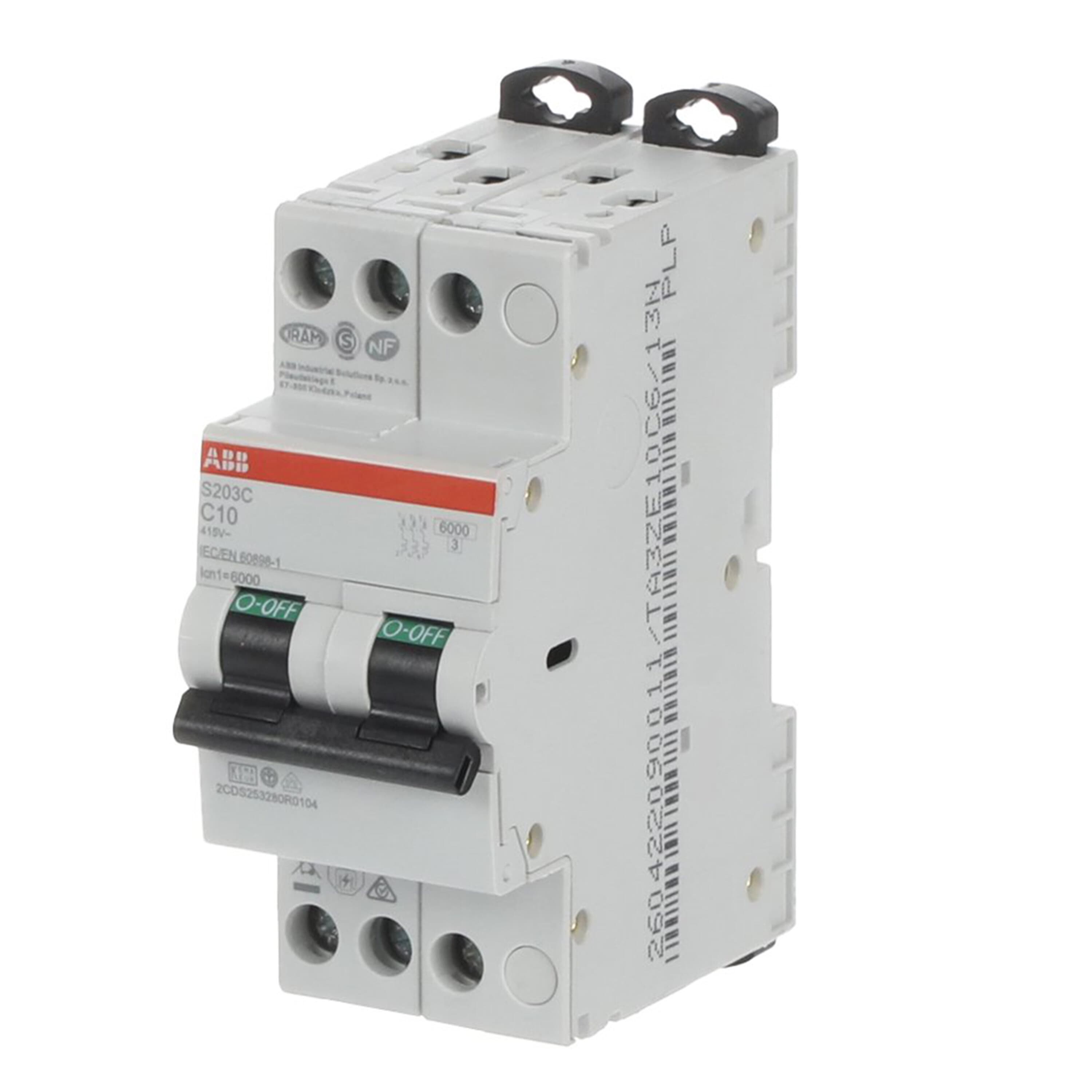 2cds253280r0104 ABB S200C MCB, 3P, 10A Curve C, 415V AC, 6 kA Breaking Capacity