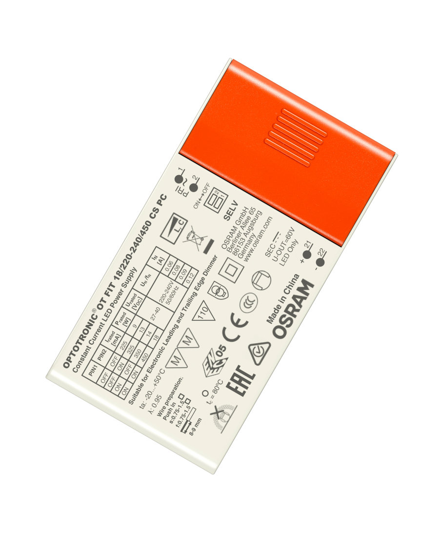 Osram LED Driver, 40V Output, 18W Output, 450mA Output, Constant Current Dimmable