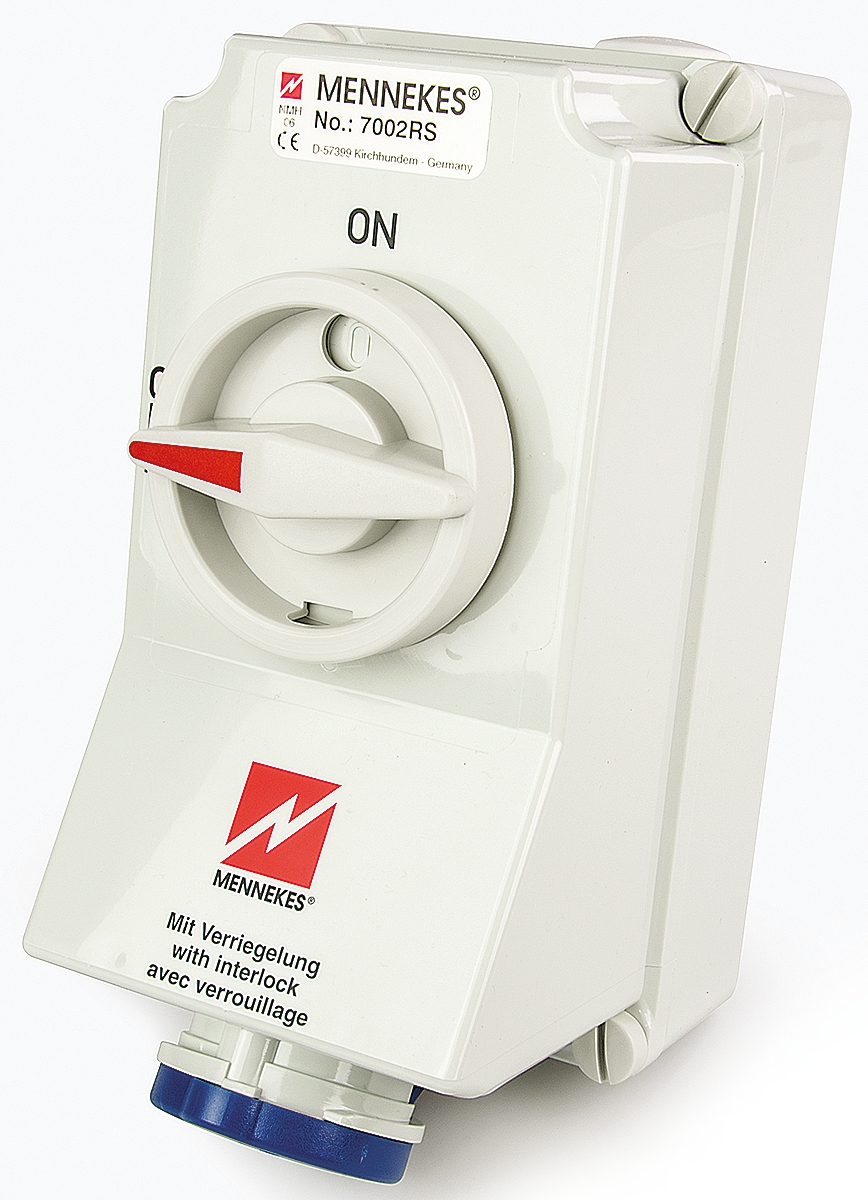 Mennekes Switchable IP67 Interlocked Socket 2P+E, 63A, 230 V