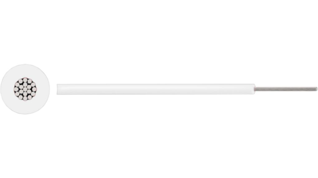 RND RND 475 Series White 0.75 mm² Hook Up Wire, 18 AWG, 100m, Silicone Insulation, RND 475-00493