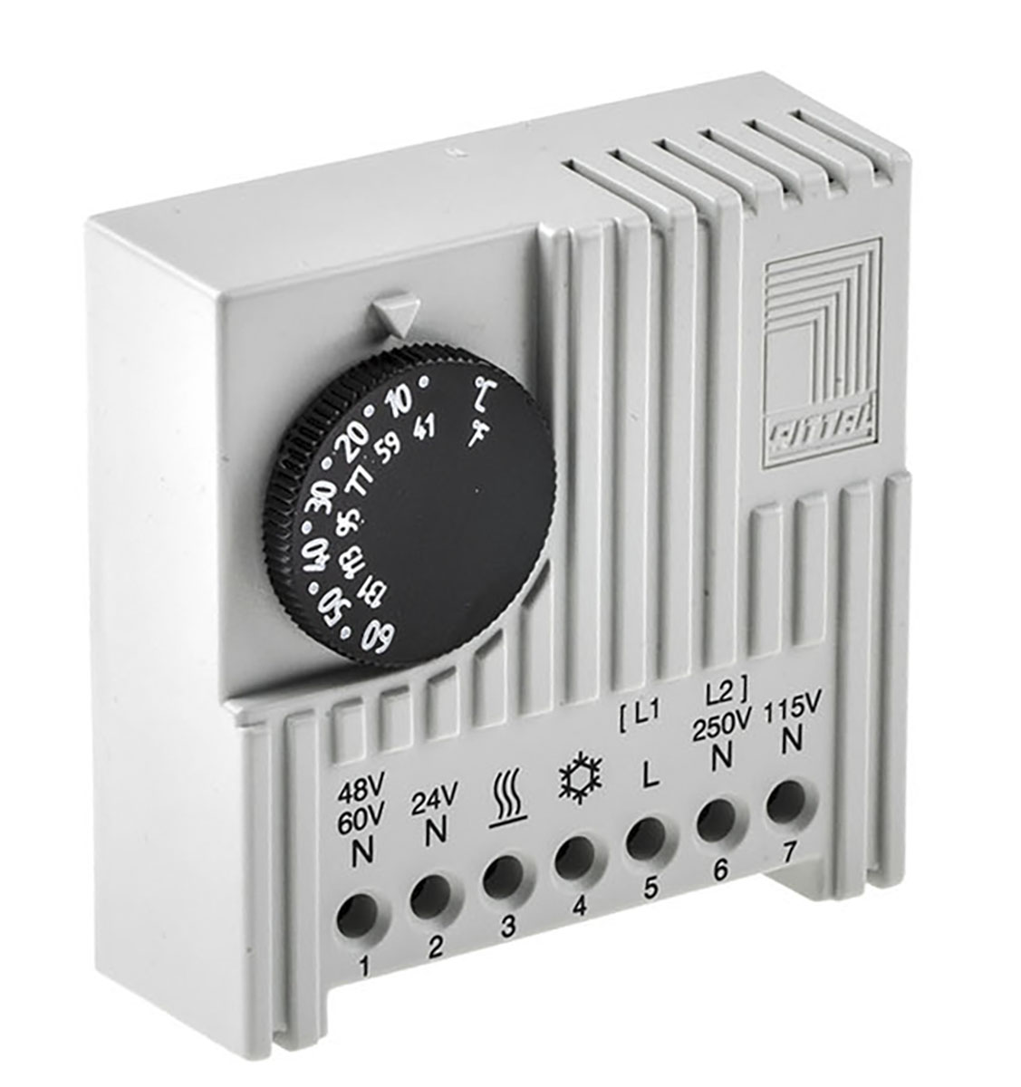 3110000 Rittal, Enclosure Thermostat, Adjustable, Changeover, DIN Rail, 230 V ac, 24 V dc