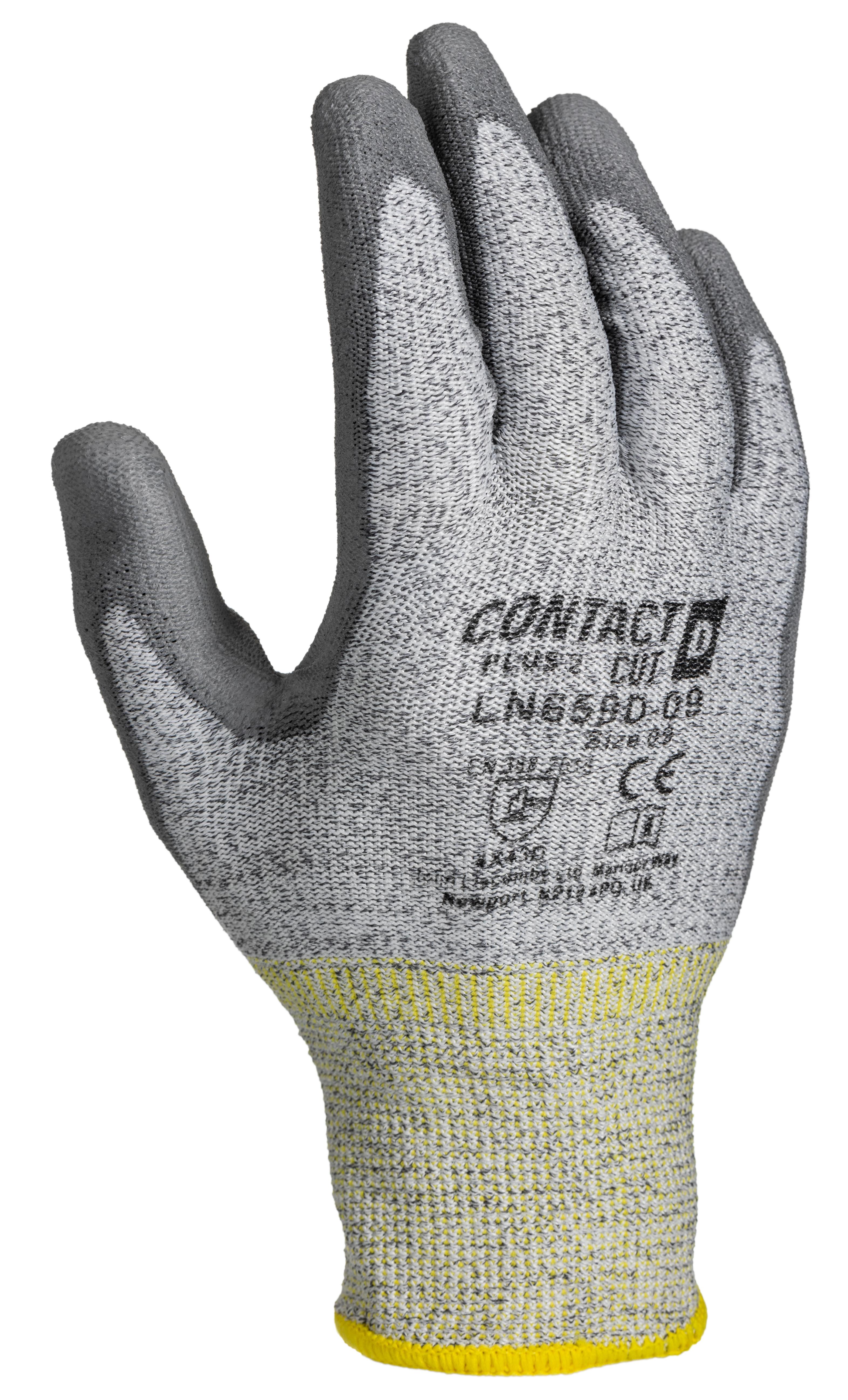 Liscombe Yellow Nylon Fibre Cut Resistant Gloves, Size 9, Polyurethane Coating