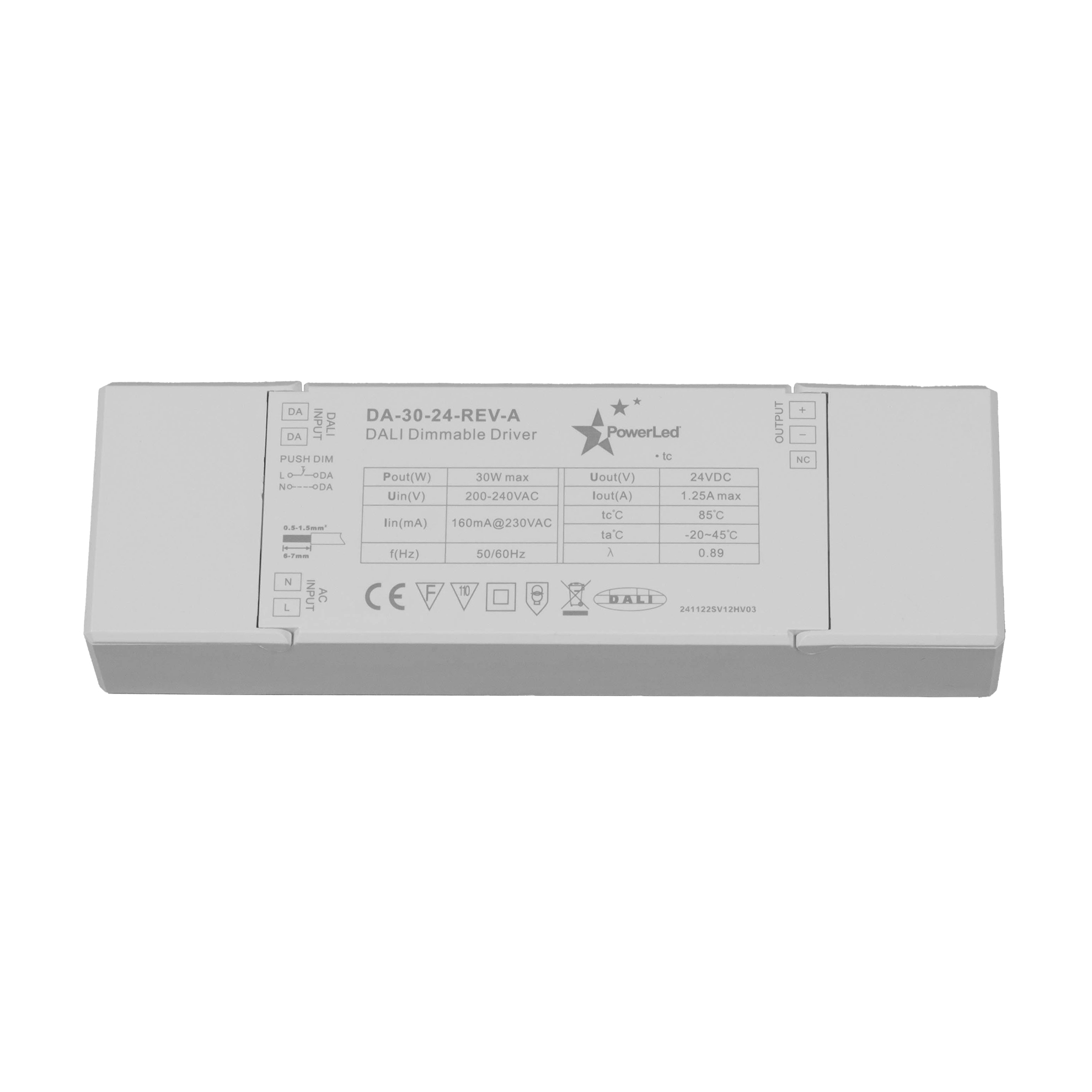 PowerLED LED Driver, 24V dc Output, 30 W Output, 1.25A DALI2