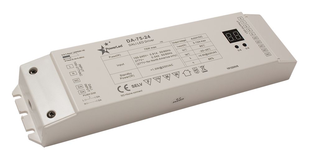 PowerLED LED Driver, 24V dc Output, 75 W Output, 3.12A DALI2