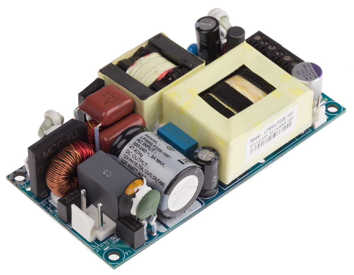 EOS Switching Power Supply, LFMWLP225-1001, 12V dc, 18.75A, 225W, 1 Output, 390 V dc, 85 → 264 V ac Input Voltage