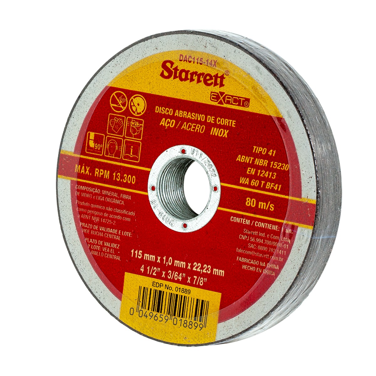 Starrett DAC Fibreglass, 115 mm x 13 mm Thick, 15 x 1 x 22.23 mm Grit 6 Per Pack