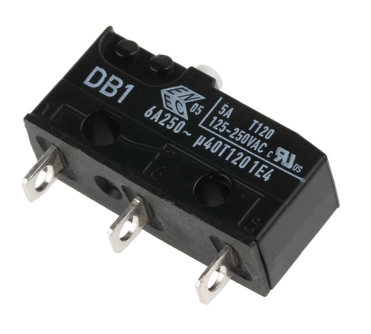 db1c-a1aa ZF Button Micro Switch, Solder Terminal, 6 A, 250 V ac, SPDT, IP50