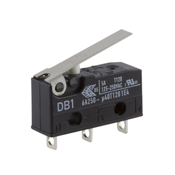 ZF Short Lever Micro Switch, Solder Terminal, 6 A, 250 V ac, SPDT, IP50