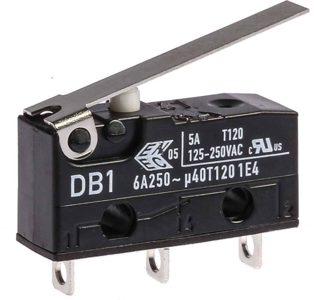 ZF Lever Micro Switch, Solder Terminal, 6 A, 250 V ac, SPDT, IP50