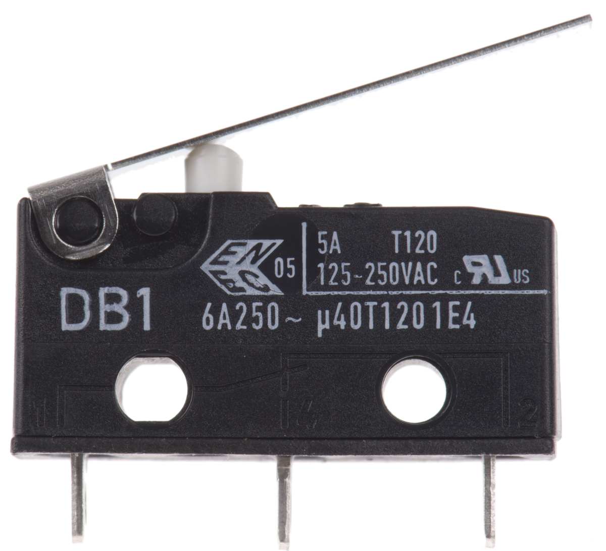 db1c-a1lc ZF Lever Micro Switch, Solder Terminal, 6 A, 250 V ac, SPDT, IP50