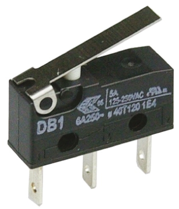 ZF Short Lever Micro Switch, Tab Terminal, 6 A, 250 V ac, SPDT, IP50