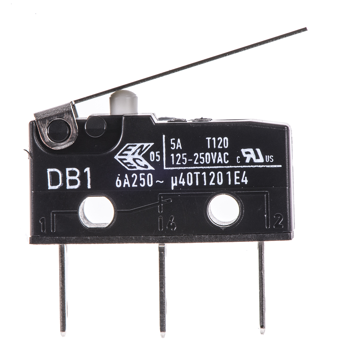 db1c-b1lc ZF Hinge Lever Micro Switch, Tab Terminal, 6A, 250 V ac, SPDT, IP50