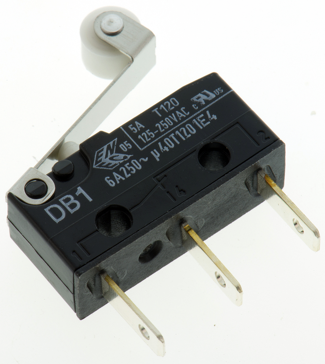 ZF Roller Lever Micro Switch, Tab Terminal, 6 A, 250 V ac, SPDT, IP50