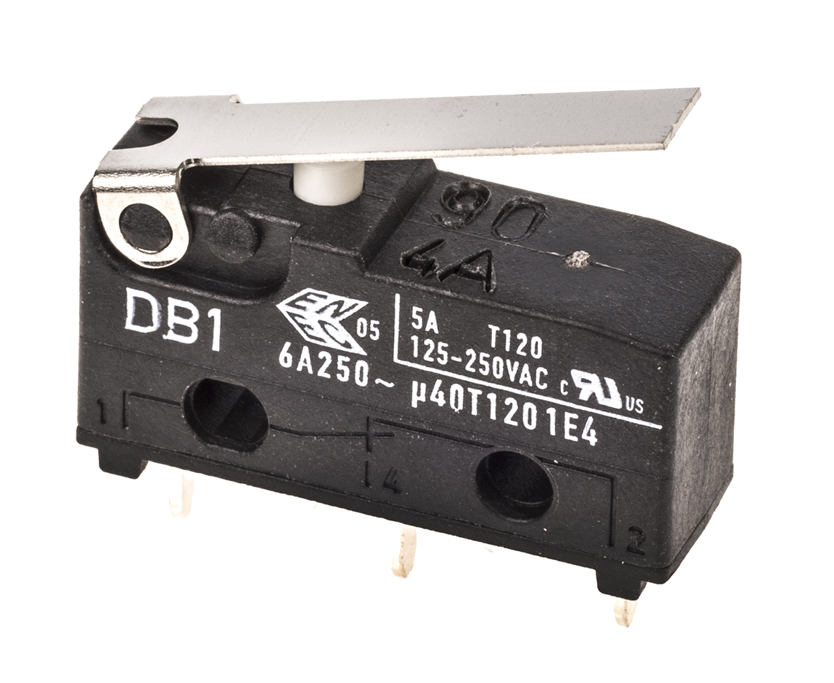ZF Short Lever Micro Switch, Solder Terminal, 6 A, 250 V ac, SPDT, IP50