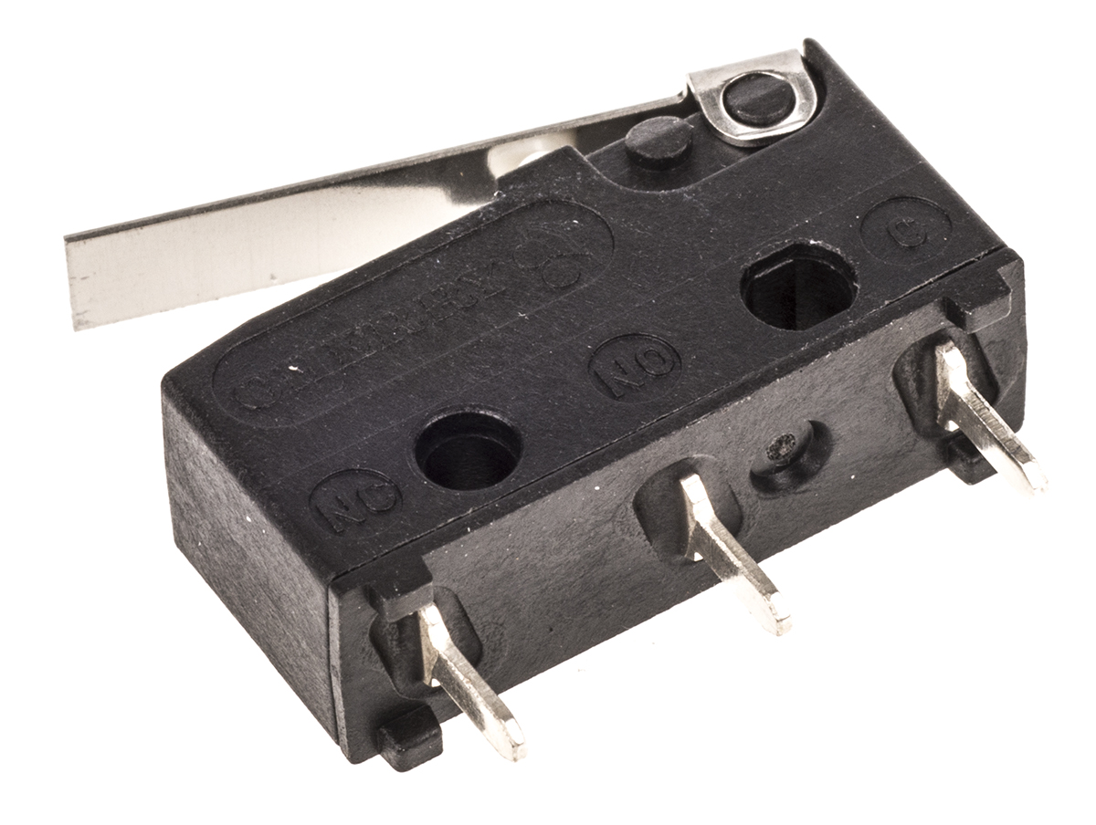 db1c-c1lb ZF Short Lever Micro Switch, Solder Terminal, 6 A, 250 V ac, SPDT, IP50