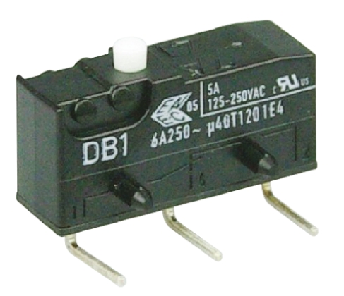 ZF Button Micro Switch, Solder Terminal, 6 A, 250 V ac, SPDT, IP50