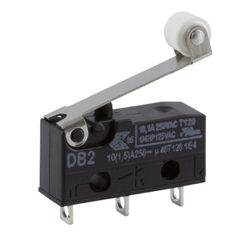 ZF Roller Lever Micro Switch, Solder Terminal, 10.1 A, 250 V ac, SPDT, IP50