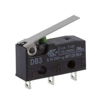 ZF Short Lever Micro Switch, Solder Terminal, 100 mA, 250 V ac, SPDT, IP50