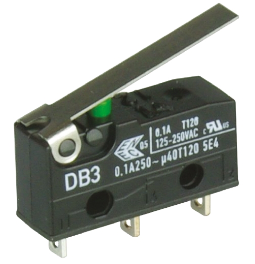 ZF Hinge Lever Micro Switch, Solder Terminal, 100mA, 250 V ac, SPDT, IP50