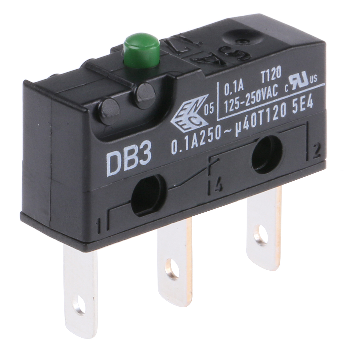 ZF Button Micro Switch, Tab Terminal, 100 mA, 250 V ac, SPDT, IP50