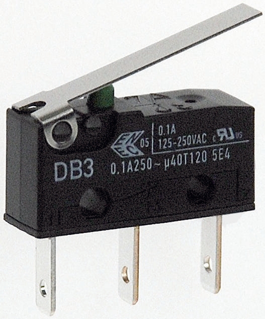 ZF Hinge Lever Micro Switch, Tab Terminal, 100mA, 250 V ac, SPDT, IP50