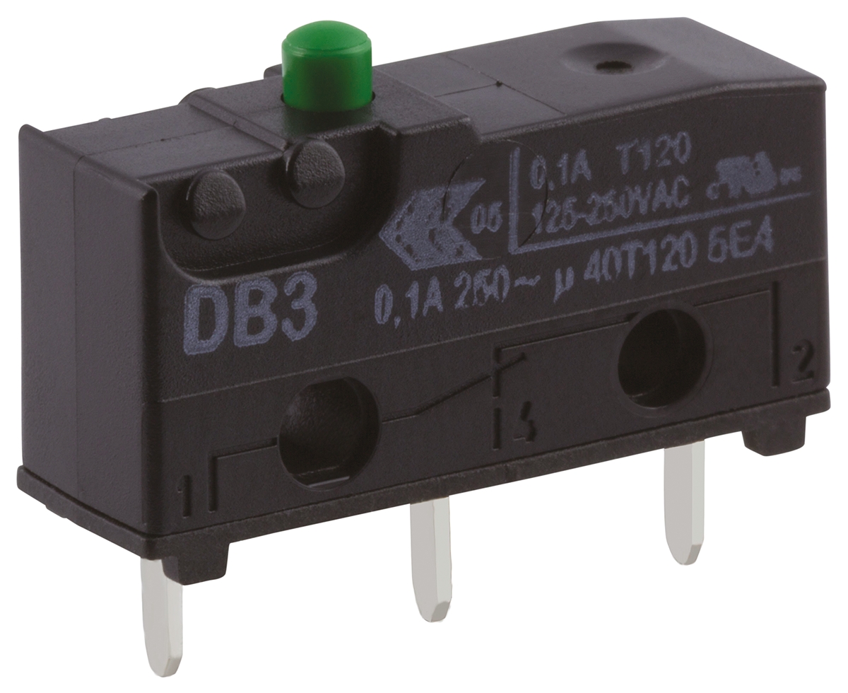 ZF Plunger Micro Switch, PCB Terminal Terminal, 100 mA, 250 V ac, SPDT, IP50