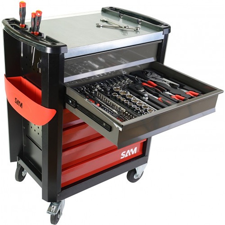 SAM 6 Drawer ABS Wheeled Tool Trolley