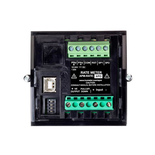 apm-rate-apo Trumeter APM LCD Digital Panel Multifunction Meter for Speed, Flow, Rate,  68 mm  x 68 mm