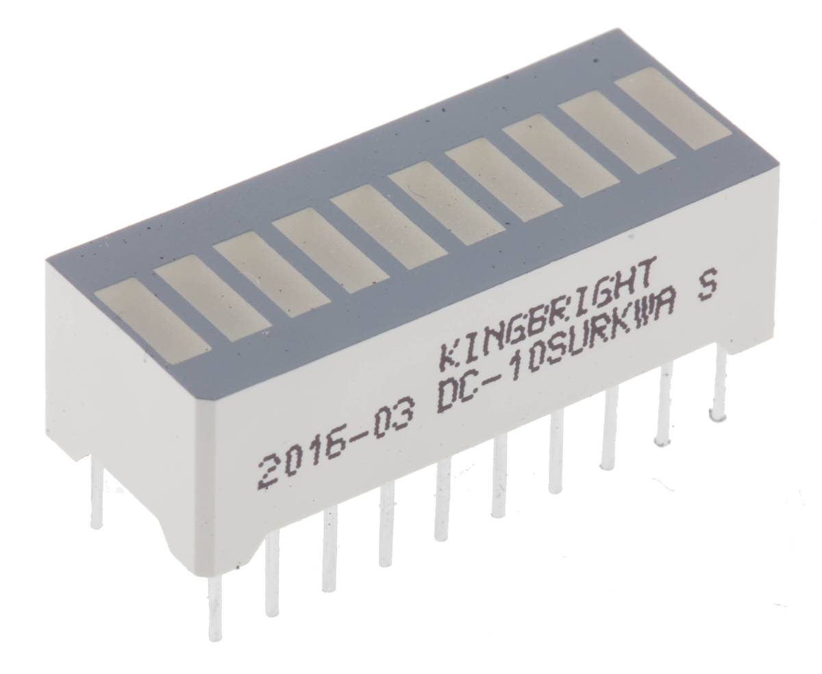 Kingbright Light Bar LED Display Red 100000mcd 5.08 mm