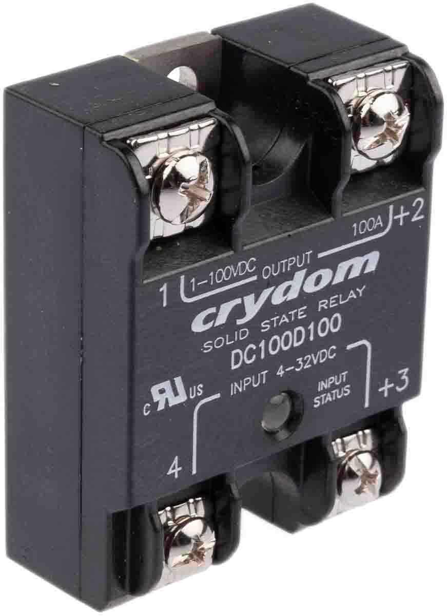dc100d100 Sensata / Crydom Solid State Relay, 100 A Load, Panel Mount, 72 V dc Load, 32V dc Control