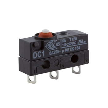 ZF Button Micro Switch, Solder Terminal, 6 A, 250 V ac, SPDT, IP6K7